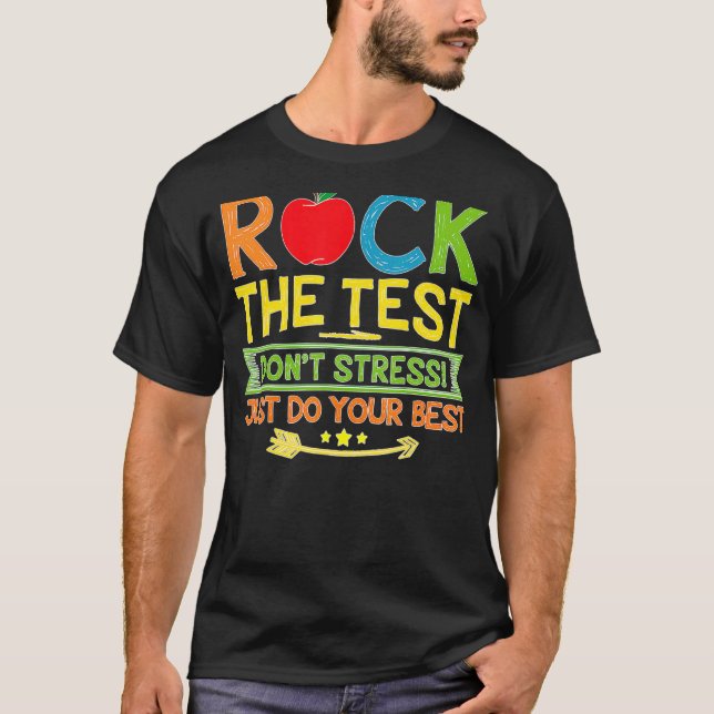 T-shirt Test Enseignant Rock Le Test Don Stress Enseigneme (Devant)