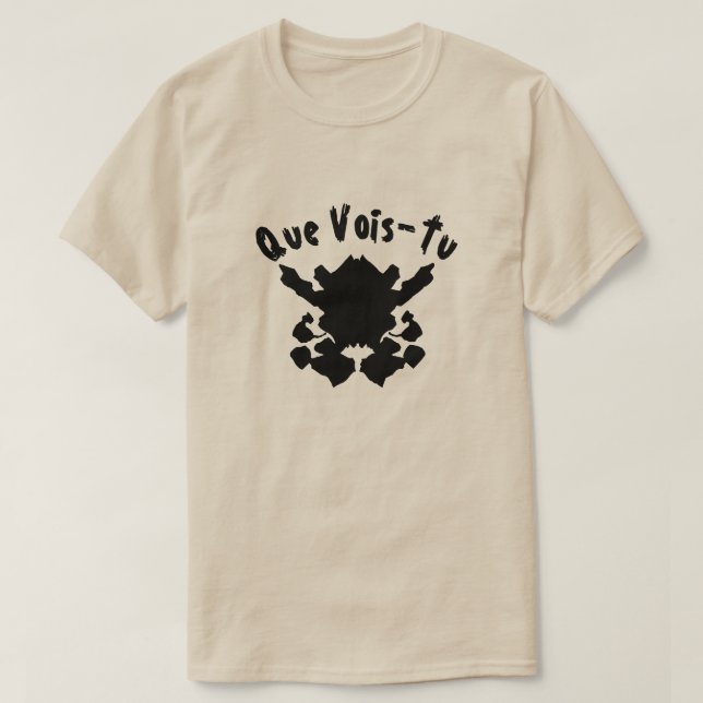 T-shirt test inkblot avec texte Que Vois-Tu (Design devant)