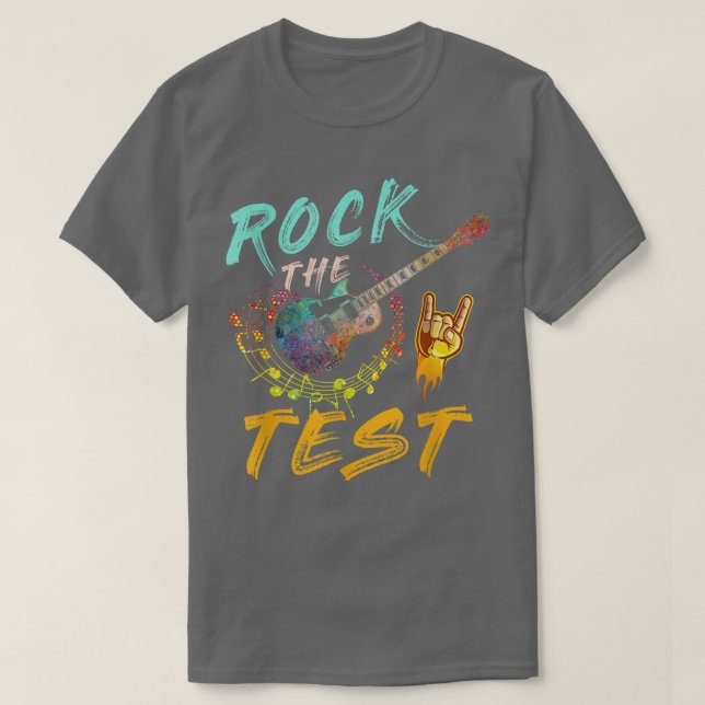 T-shirt Test Jour Enseignant Rocher le Test Guitare Test (Design devant)
