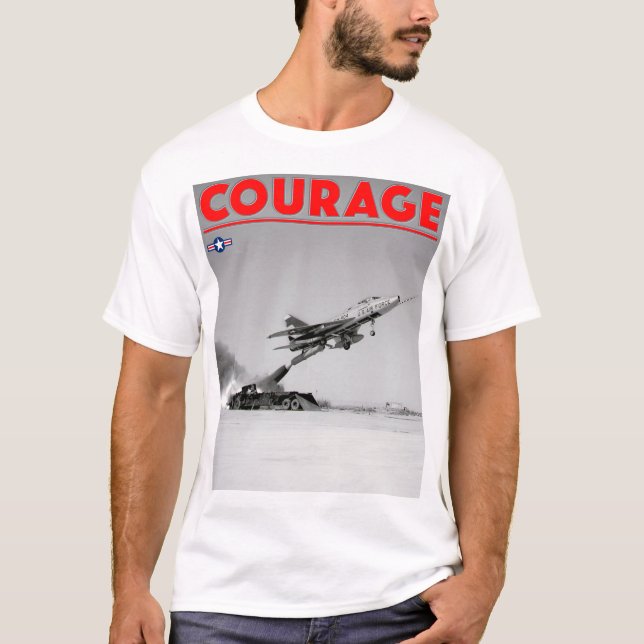 T-shirt TEST PILOT COURAGE - F-100D Super Saber (Devant)