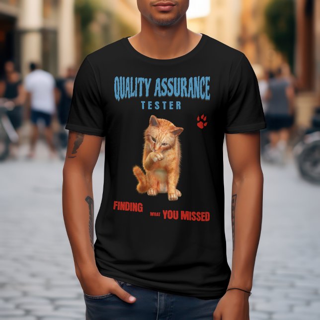 T-shirt Testeur QA Humour de chat (Créateur téléchargé)