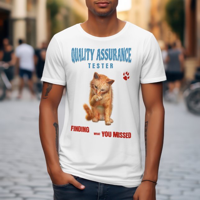 T-shirt Testeur QA Humour de chat (Créateur téléchargé)