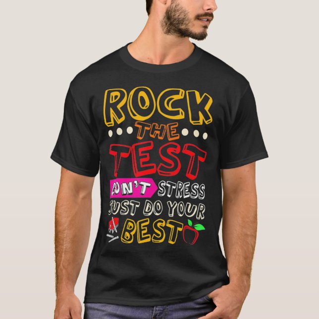 T-shirt Tests amusants Enseignant Rock L'Examen Test Test  (Devant)