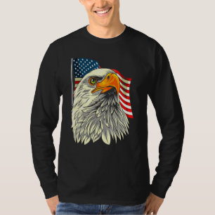 T-shirt Tête D'Aigle Bald Avec Étoiles Et Rayures Drapeau