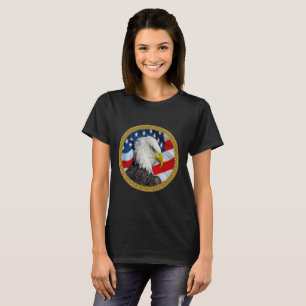 T-shirt Tête d'aigle et une feuille d'or drapeau américain