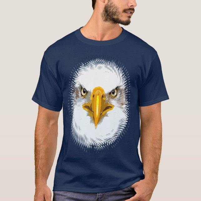 T-shirt Tête d'aigle moderne moderne bleu marine (Devant)