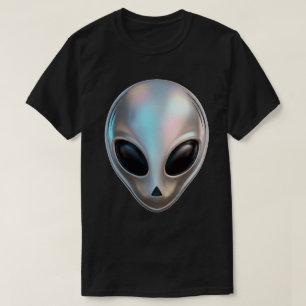 T-shirt Tête d'alien chrome métallisé rétro Y2K science-fi