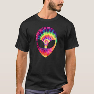 T-shirt Tête d'Alien Visage Espace UFO Tie Dye Rave Musiqu