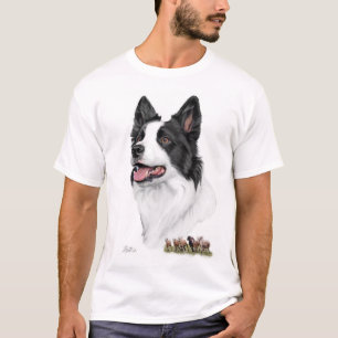 T-shirt Tête de border collie avec la chemise de moutons