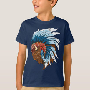 T-shirt Tête de buffle avec coiffure indienne