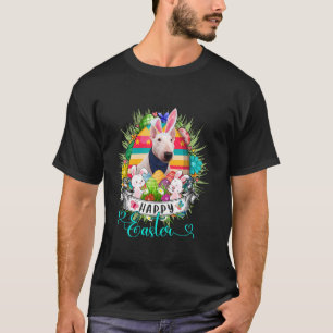 T-shirt Tête de Bull Terrier Dans un panier de Pâques avec