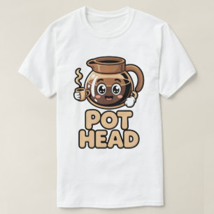 T-shirt Tête de cafetière Mignon Kawaii Café Cadeau drôle