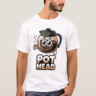 T-shirt Tête de cafetière Mignon Kawaii Café Cadeau drôle
