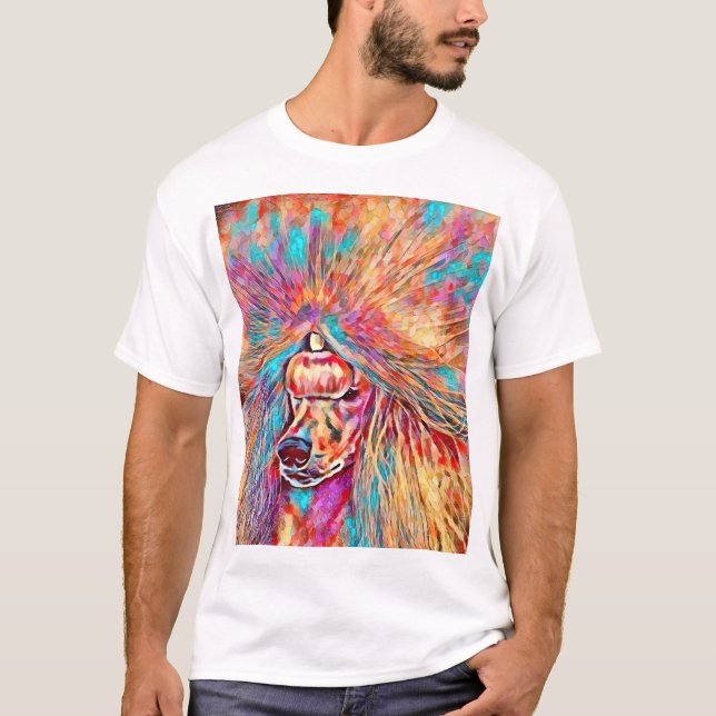 T-shirt Tête de caniche continental (Devant)