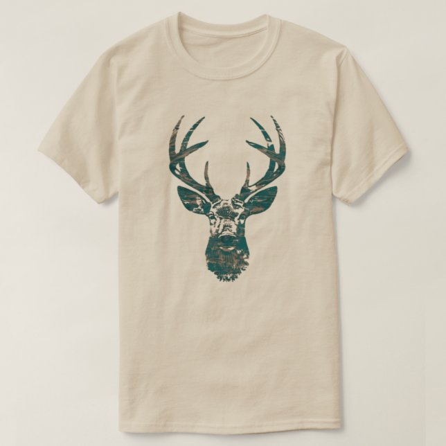 T-shirt Tête de cerf avec bois (Design devant)