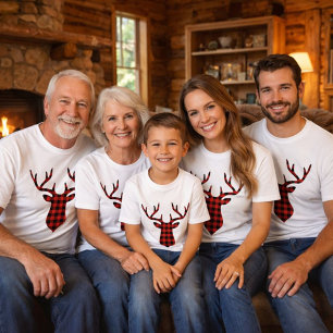 T-shirt Tête de cerf Buck Silhouette rouge et noire