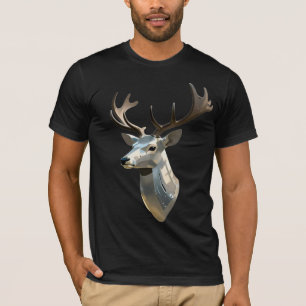 T-shirt Tête de cerf cyber métallique Art mural trophée St