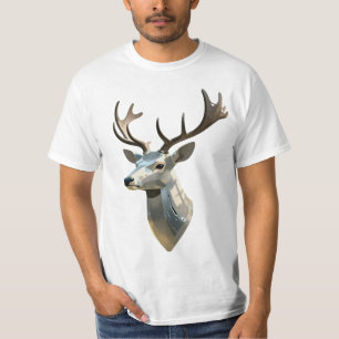 T-shirt Tête de Cerf Cybernétique Métallique, Trophée de D