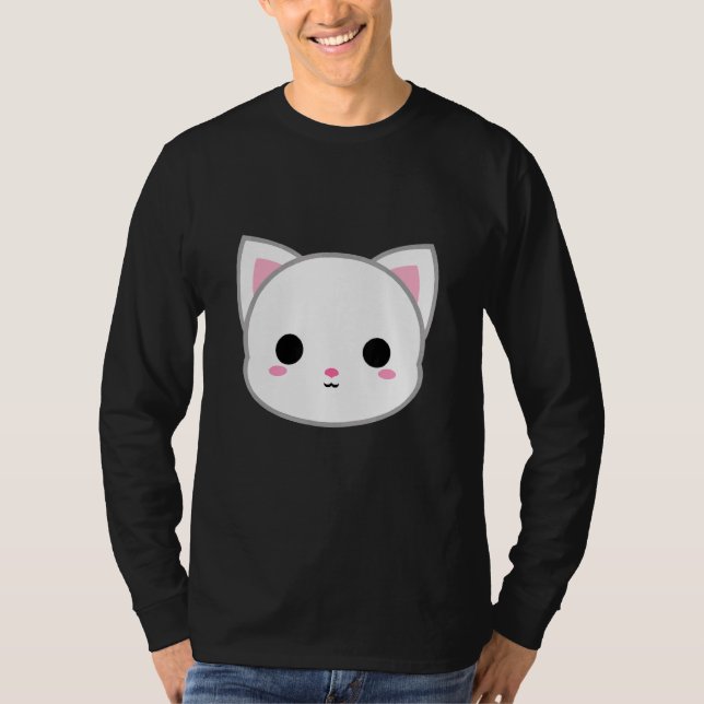 T-shirt Tête de chat blanche mignonne (Devant)