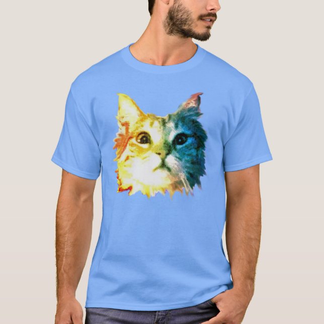 T-shirt Tête de chat d'arc-en-ciel (Devant)