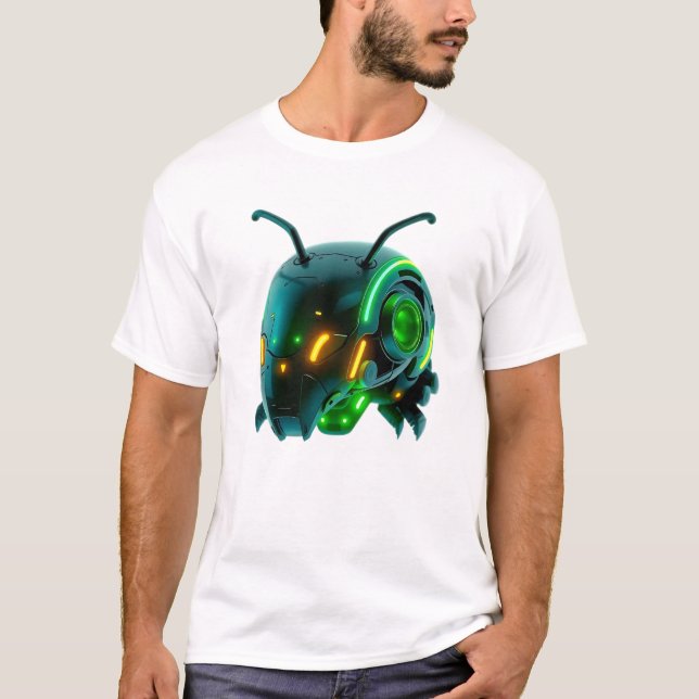T-shirt Tête de chenille robotique néon flottant (Devant)