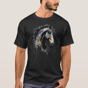 T-shirt Tête de cheval Art Aquarelle Équitation à cheval