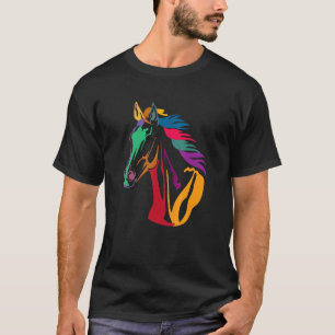 T-shirt Tête de cheval d'amour colorée pour hommes femmes