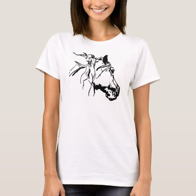 T-shirt Tête de cheval de charbon de bois (Devant)