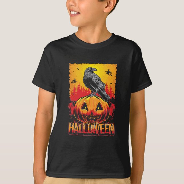 T-shirt Tête de Citrouille déplaisante d'Halloween avec Co (Devant)