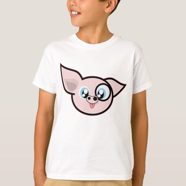 T-shirt Tête de cochon rose drôle  (Devant)