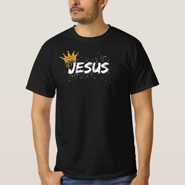 T-shirt Tete de couronne de peinture de Jésus roi (Devant)