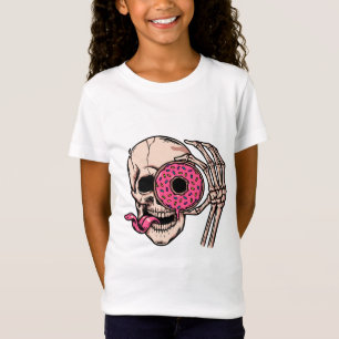 T-Shirt Tête de crâne avec Donut humour foncé doux et aigr