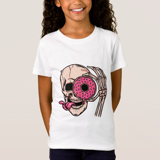 T-Shirt Tête de crâne avec Donut humour foncé doux et aigr (Devant)