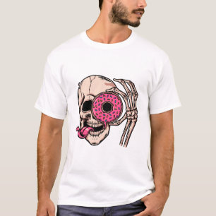 T-shirt Tête de crâne avec Donut humour foncé doux et aigr