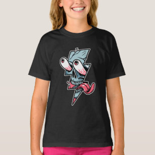 T-shirt Tête De Crâne Drôle Et Forme De Foudre