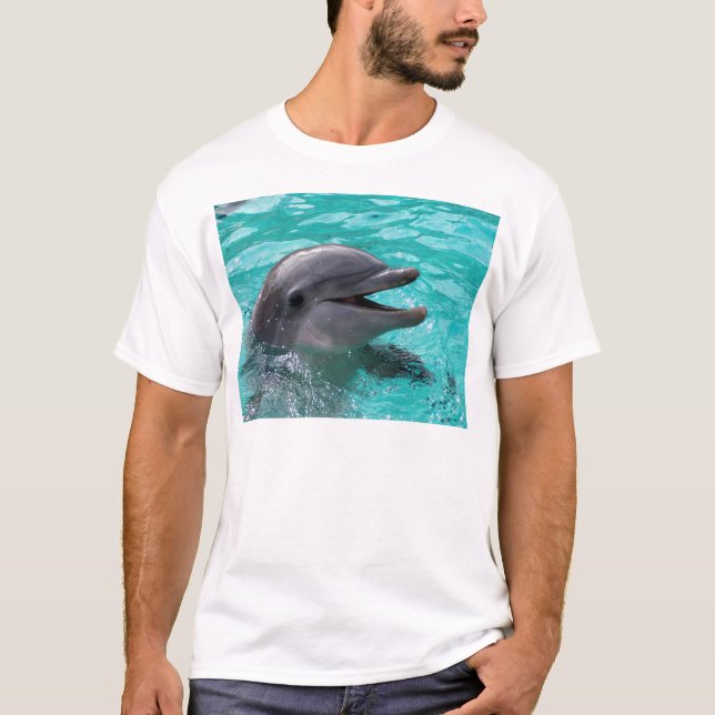 T-shirt Tête de dauphin dans l'eau bleu vert (Devant)