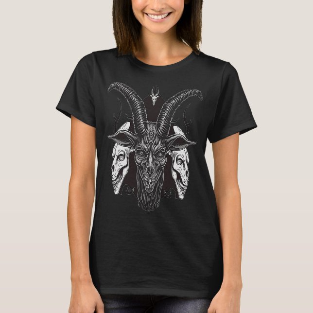 T-shirt Tête de diable occulte Baphomet mal (Devant)