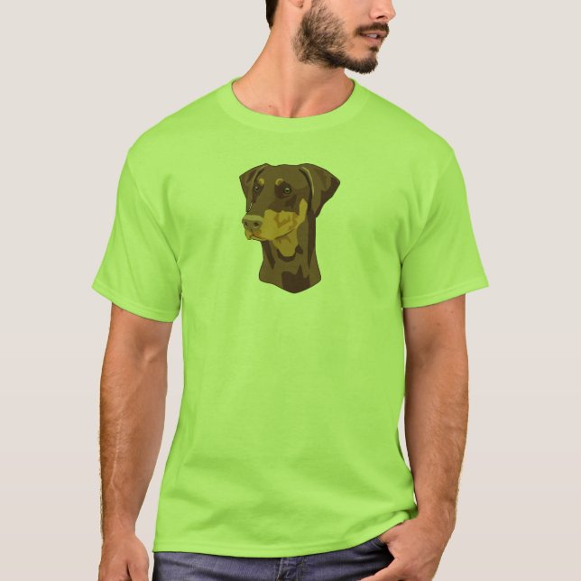 T-shirt Tête de dobermann, rouge, Uncropped (Devant)