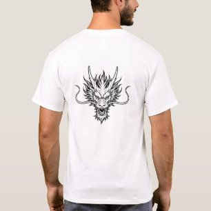 T-shirt Tête de dragon japonais féroce en ligne art