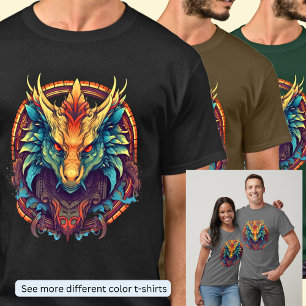 T-shirt Tête de dragon Red Gold Aqua