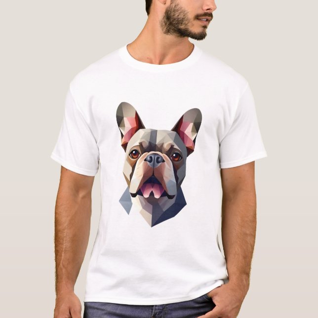 T-shirt Tête de Frenchie géométrique (Devant)