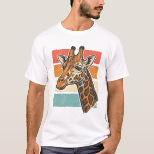 T-shirt Tête de girafe vintage dessin vectoriel rétro couc