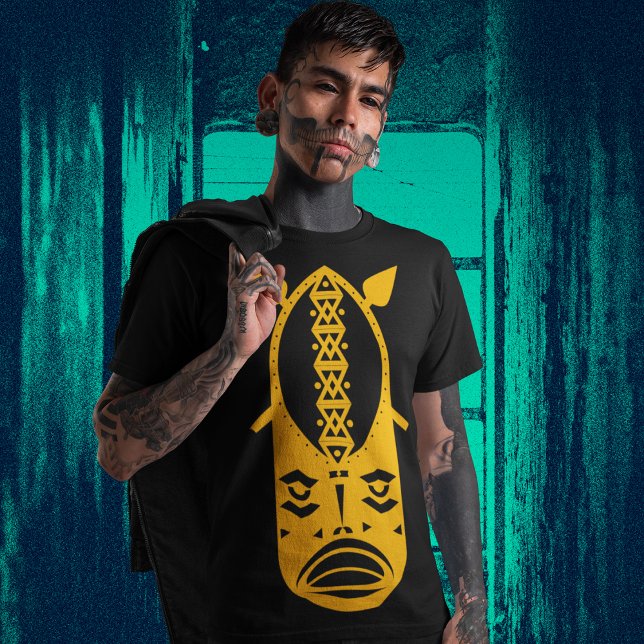 T-shirt Tête de guerrier jaune (Créateur téléchargé)