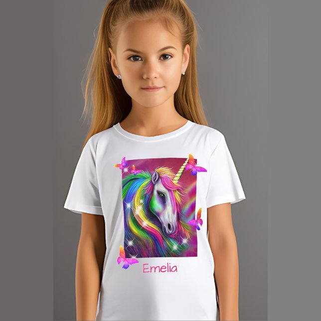 T-Shirt Tête de licorne arc-en-ciel pétillante (Créateur téléchargé)