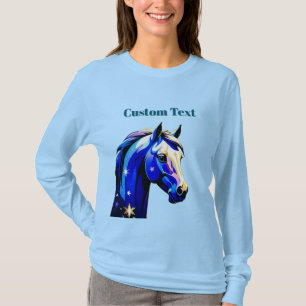 T-shirt Tête de licorne bleue portrait dans un espace noct