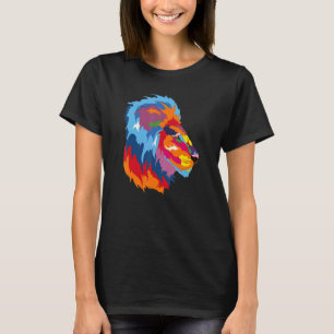 T-shirt Tête De Lion Aux Couleurs Lumineuses