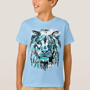 T-shirt tête de lion bleu   Chemise Lion