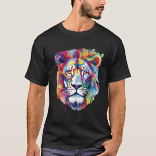 T-shirt Tête de lion cool avec coloré brillant