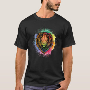 T-shirt Tête de lion cool avec couleur vive 2