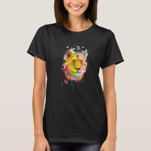 T-shirt Tête de lion cool avec couleur vive 3